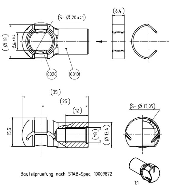 Ball socket - 416903.001 - Gas spring strut accessories