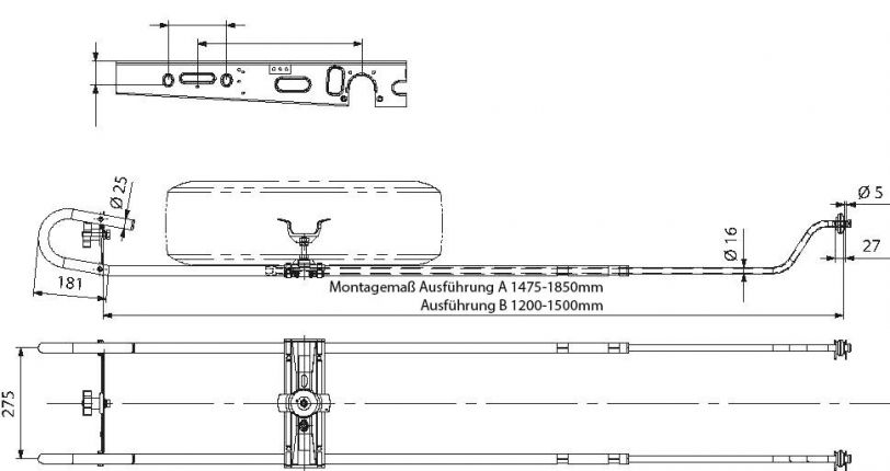 Spare wheel holder for caravan (version A)