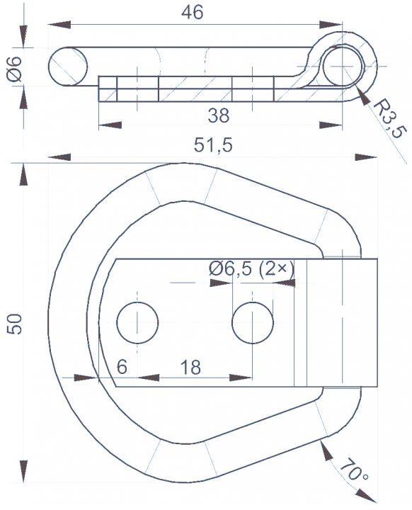 Lashing ring + flap - 6S5702.001 - Fastening anchor