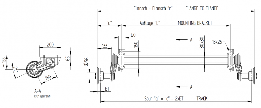 Axle VG13-M - B304234022 - Axles unbraked